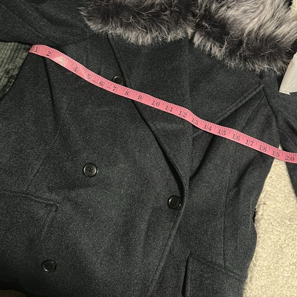 Banana Republic Removable Faux Fur Collar Coat “Blue Heather” - Picture 9 of 13